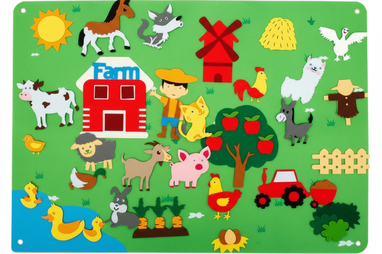 Farm Animals Felt Story Board – Interactive Educational Wall Toy
