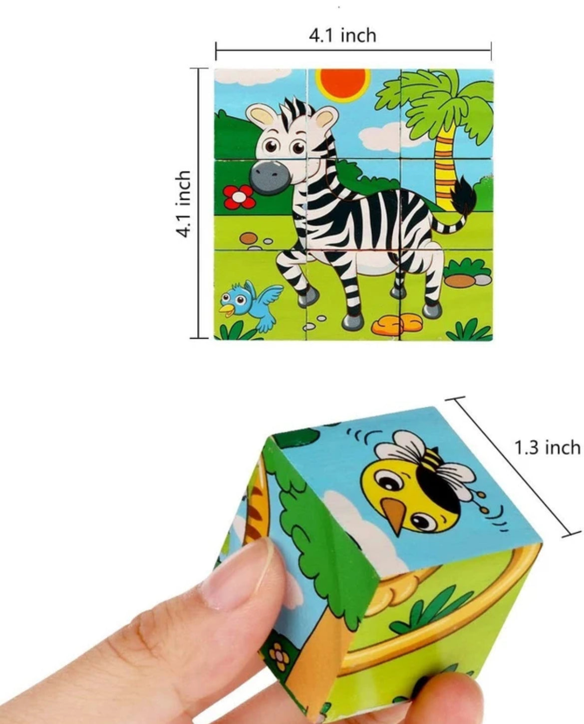 Animals Cube Puzzle – 9-Piece Wooden Block Puzzle (Ages 2+)