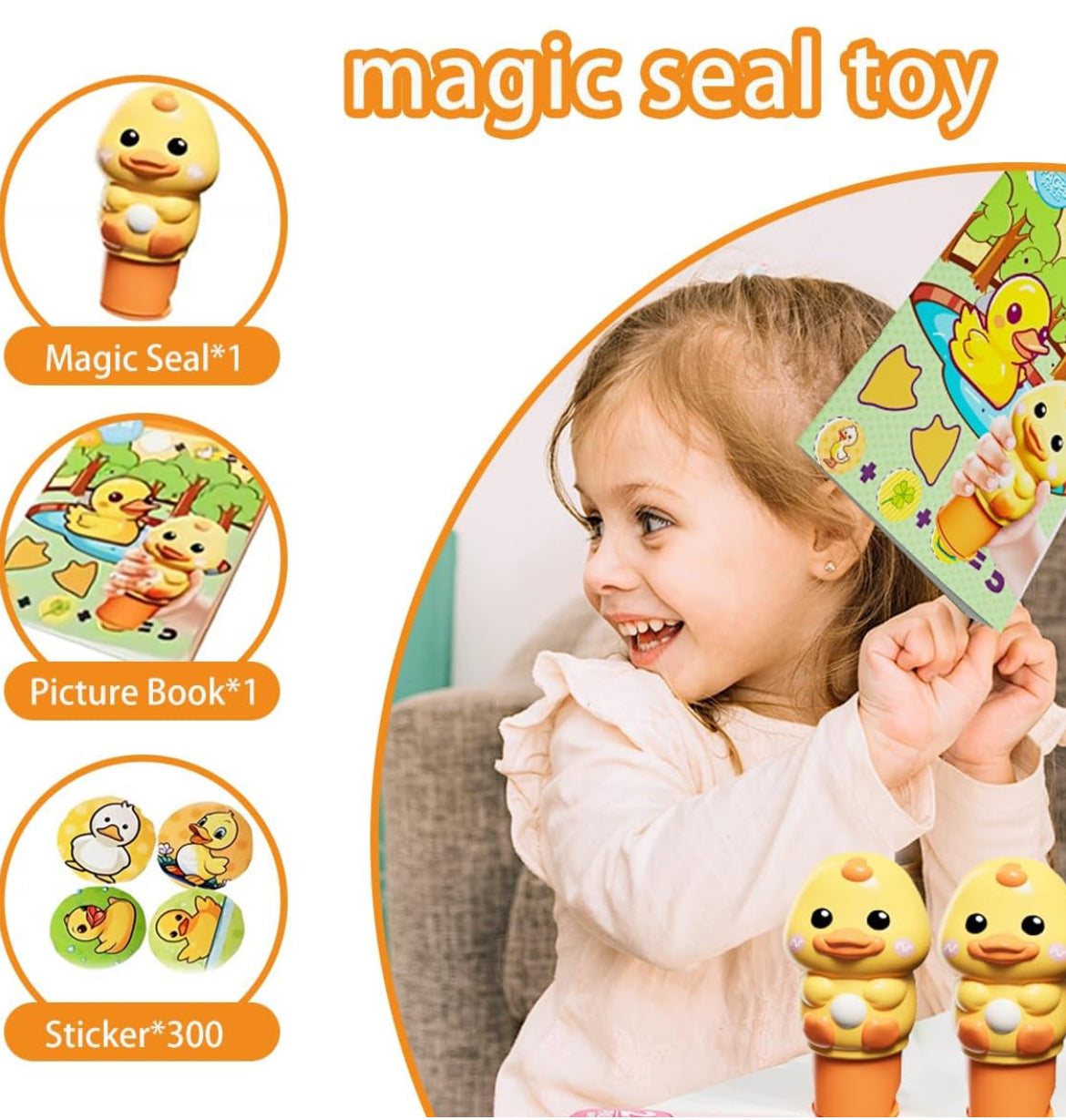 Magic Stamper Stickers Set – 200 Reusable Stickers with 24-Page Book