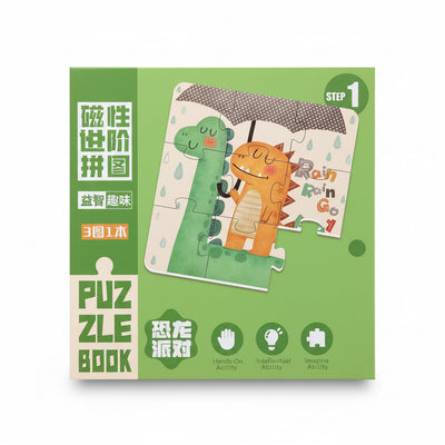 Step-by-Step Magnetic Dinosaur Puzzle – 3-in-1 Leveled Learning Book
