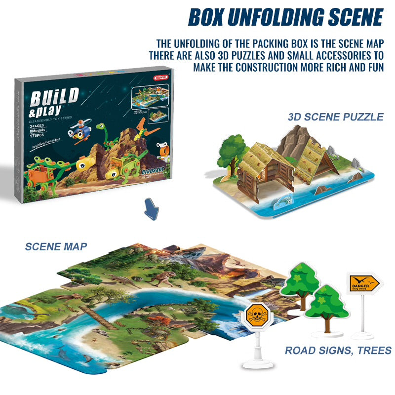 Dinosaur Building & Disassembly Set – 176 Pieces