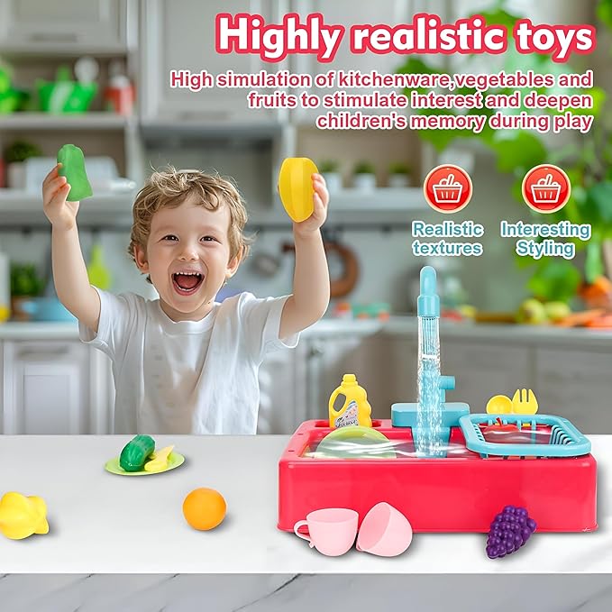 Kids Electric Circulation Kitchen Sink | Ages 3+ | Master Fluid Dynamics & Self-Correcting Life Skills
