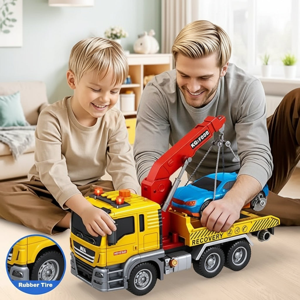 Friction-Powered Tow Truck & Car Set | Ages 3+ | Spark Heroic Rescue Play & Motor Skills