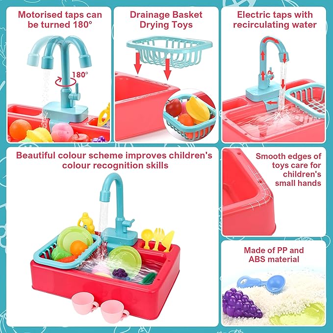 Kids Electric Circulation Kitchen Sink | Ages 3+ | Master Fluid Dynamics & Self-Correcting Life Skills