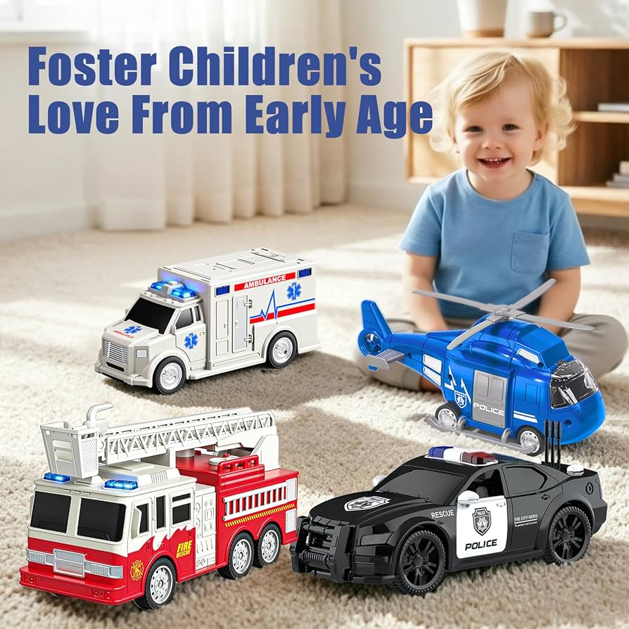 Emergency Rescue Vehicles Interactive Educational Toy Set for Kids (Ages 3+)