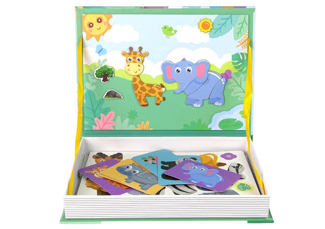 Magnetic Book for Kids – 47 Pieces Animal Puzzle Set (12 Animals)