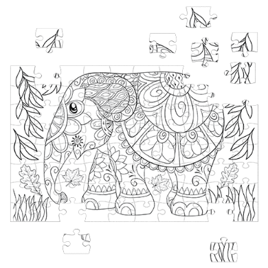 Coloring puzzle Elephant 24 pieces