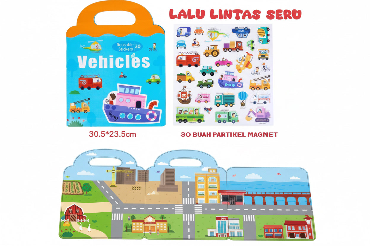 Magnetic sticker book - vechiles