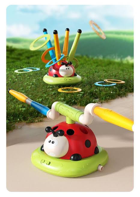 3-in-1 Sports Toy – Jump Rope, Target Throw & Rocket Launcher (Ladybug)