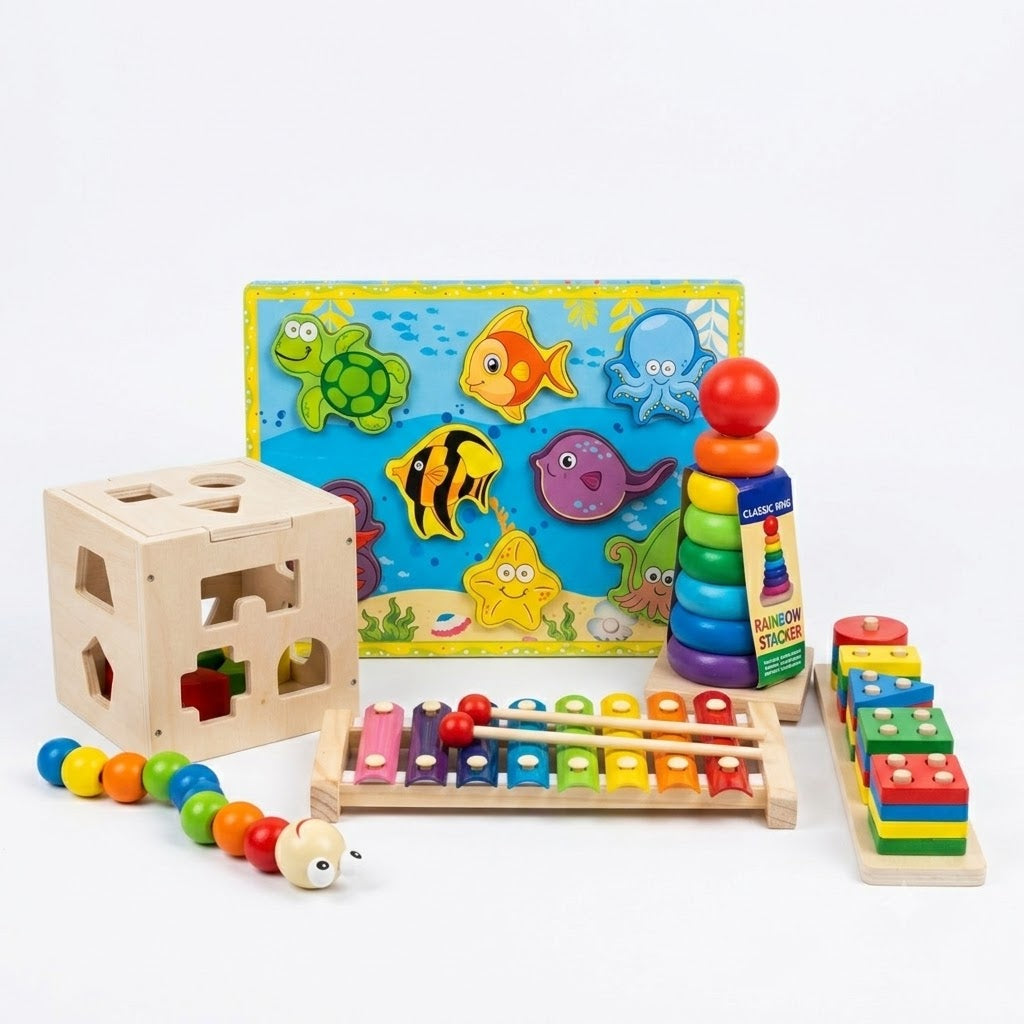 Early Years Wooden Montessori Discovery Bundle| Ages 18m+ | Master Foundations of Logic & Sensory Rhythm