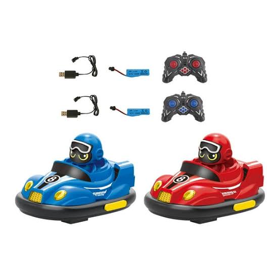 2-Player Interactive Remote Control Bumper Cars Battle Set with Ejecting Drivers (Red vs. Blue)