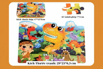 Wooden Dinosaur Kingdom Jigsaw Puzzle – 60-Piece Educational Set