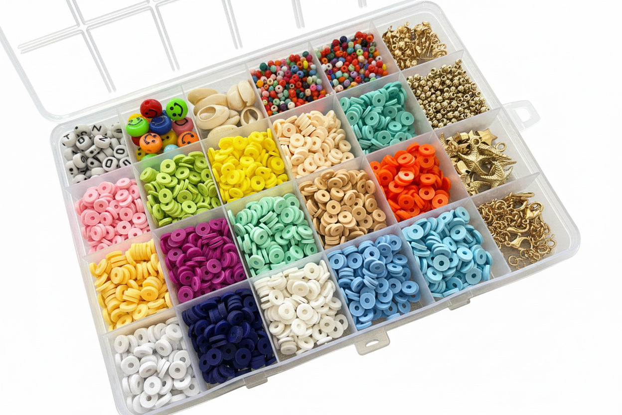 Clay Beads Jewelry Making Kit – 24 Colors DIY Bracelet & Necklace Craft Set No 2