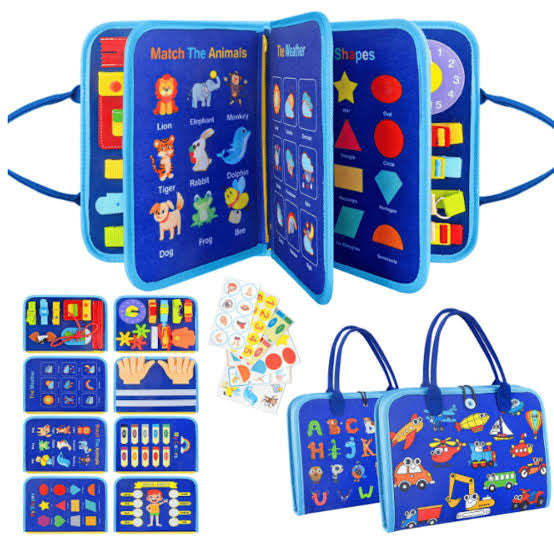 Montessori  vechiles themed Felt Busy Board – 20-in-1 Portable Activity Book