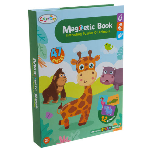 Magnetic Book for Kids – 47 Pieces Animal Puzzle Set (12 Animals)