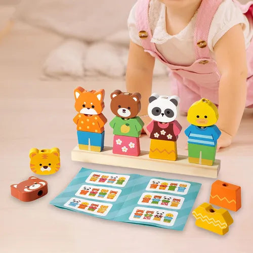 Wooden Mix & Match Dress-Up Puzzle – Montessori Animal Collection