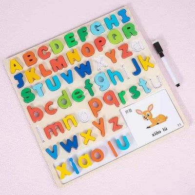 Wooden Alphabet Puzzle Board –  Writing Board and cards