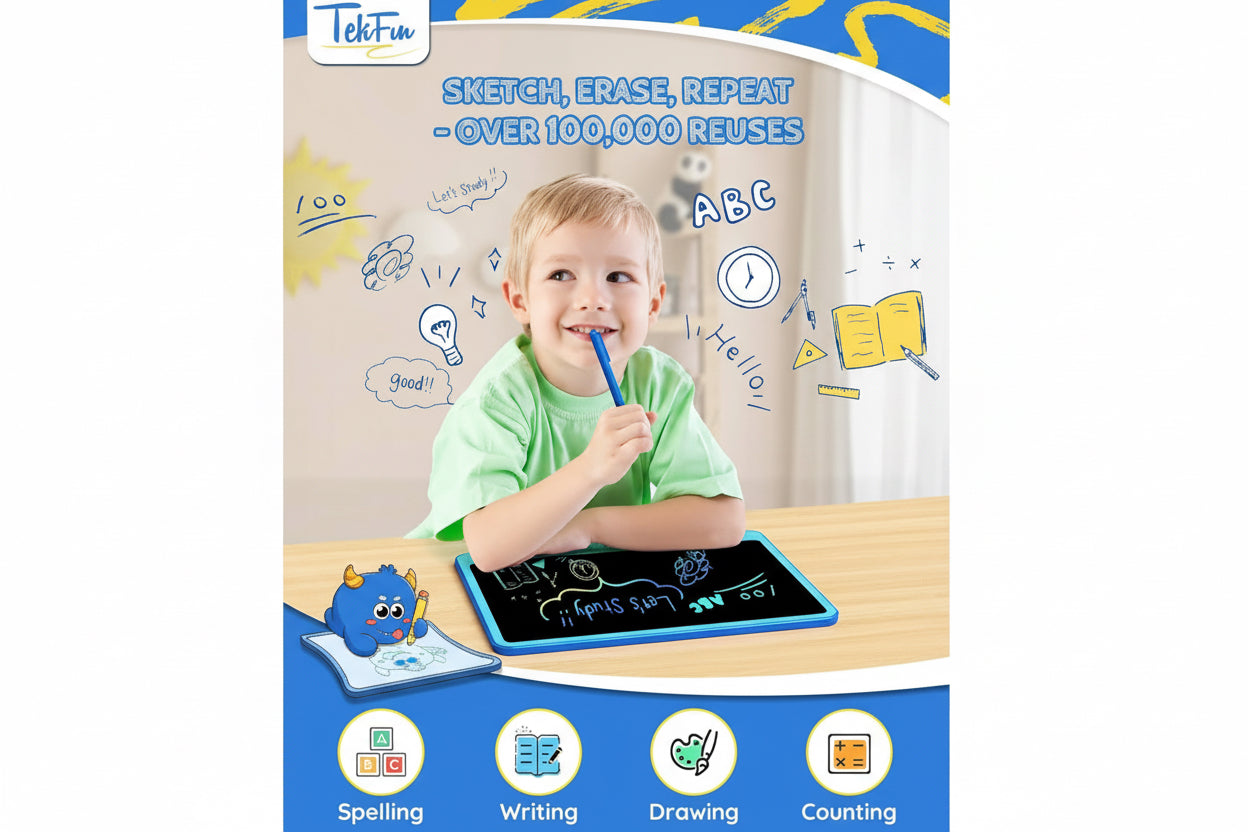 12-Inch LCD Colorful Writing Tablet – Reusable Drawing & Memo Board