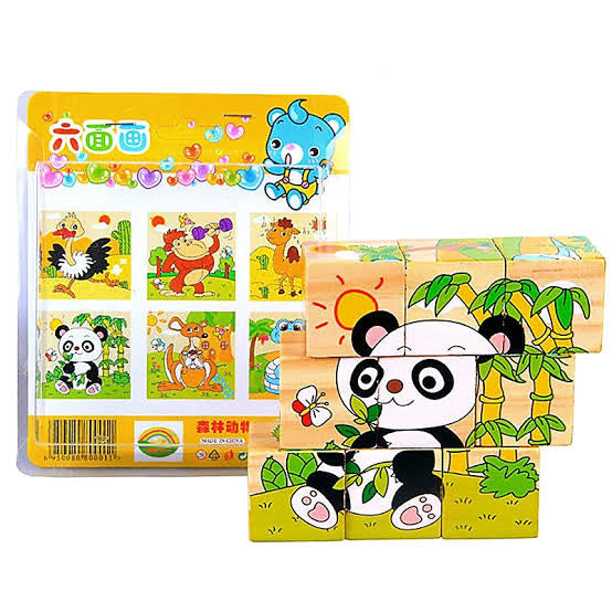 Animals Cube Puzzle – 9-Piece Wooden Block Puzzle (Ages 2+)