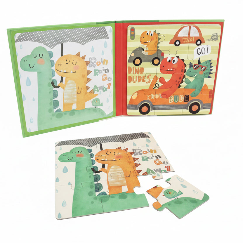 Step-by-Step Magnetic Dinosaur Puzzle – 3-in-1 Leveled Learning Book