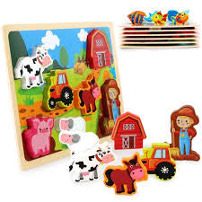 Chunky Wooden 'My Little Farm' Puzzle – First Shapes & Barnyard Fun