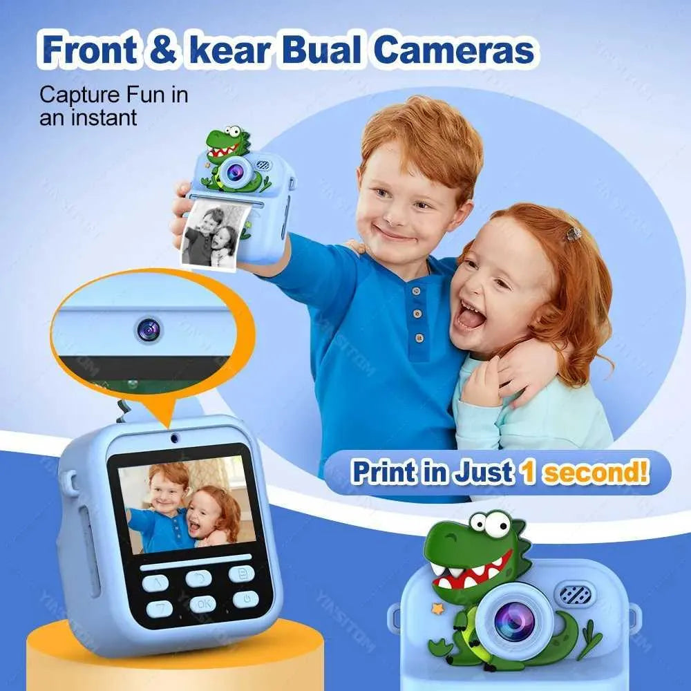 Children's Fun Instant Thermal Print Camera (Dinosaur & Unicorn Edition)