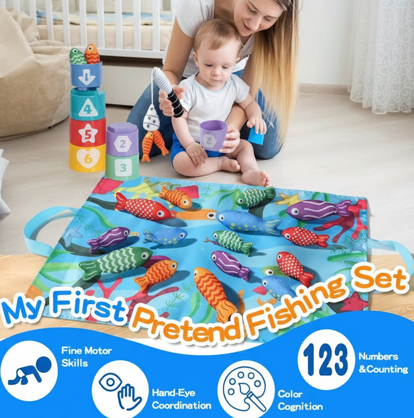 My First Plush Fishing Set – 22-Piece Soft "Hook & Grip" Sensory Game