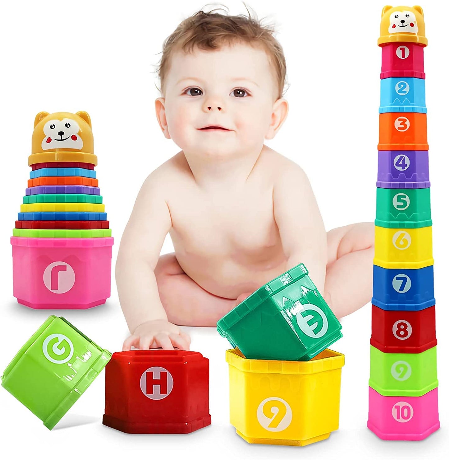 Rainbow Stacking & Nesting Cups – 2-in-1 Educational Play Set
