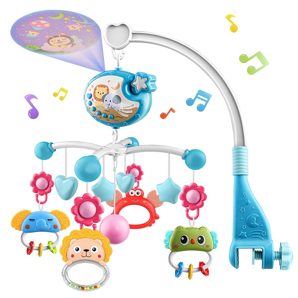 Musical baby crib mobile with lights and music
