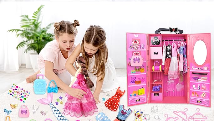 Alisa Fashion Doll Wardrobe Pretend Play Closet Set for Kids (Ages 3+)