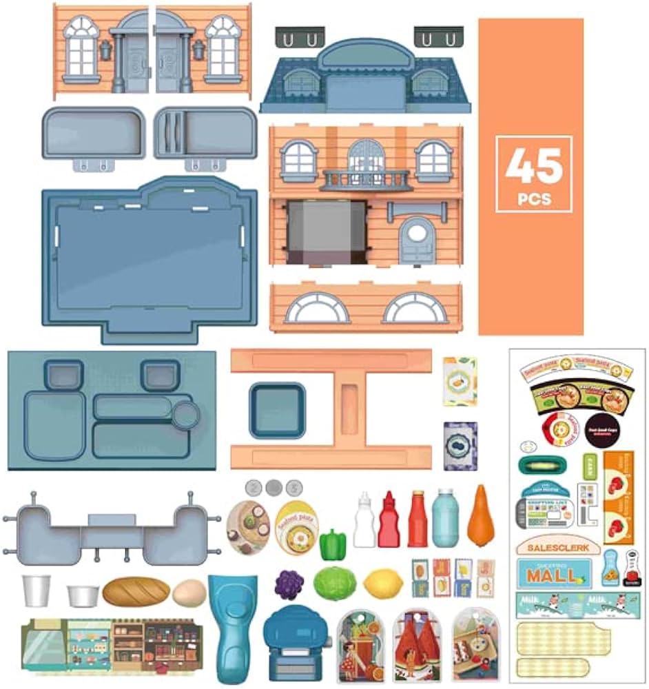 2-in-1 Kids Supermarket Play House – Salesclerk Mall Role Play Set