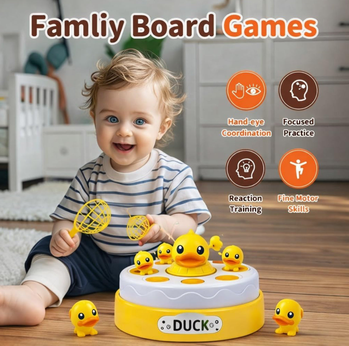 Bouncing Duck Catcher Game – Musical Rotating Action & Skill Set