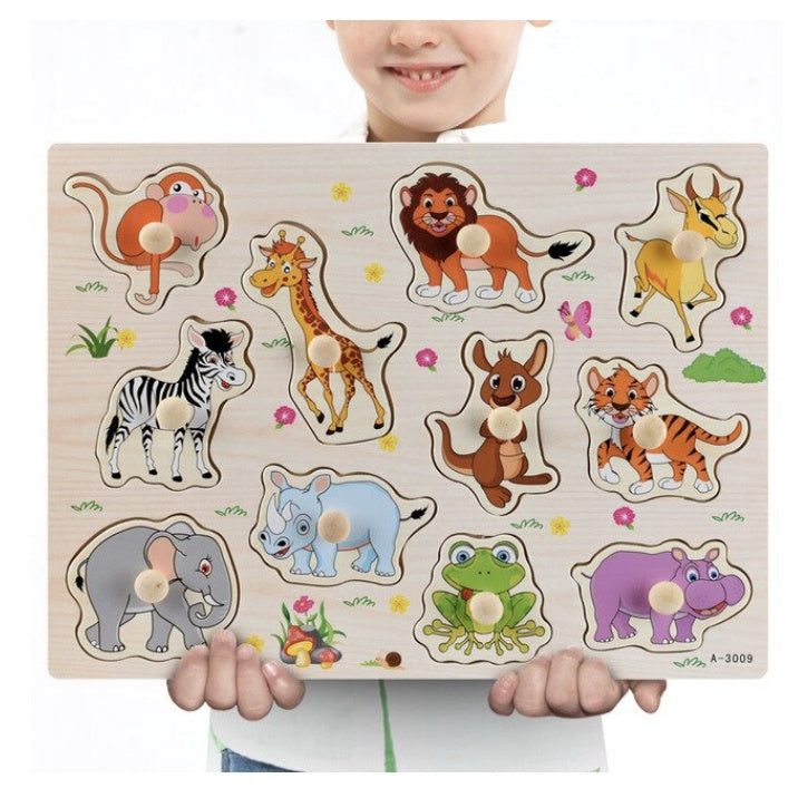 Ultimate Wooden Peg Puzzle bundle– 3-in-1: Farmyard Fun, Wildlife Safari, and Vehicles & Spaceships