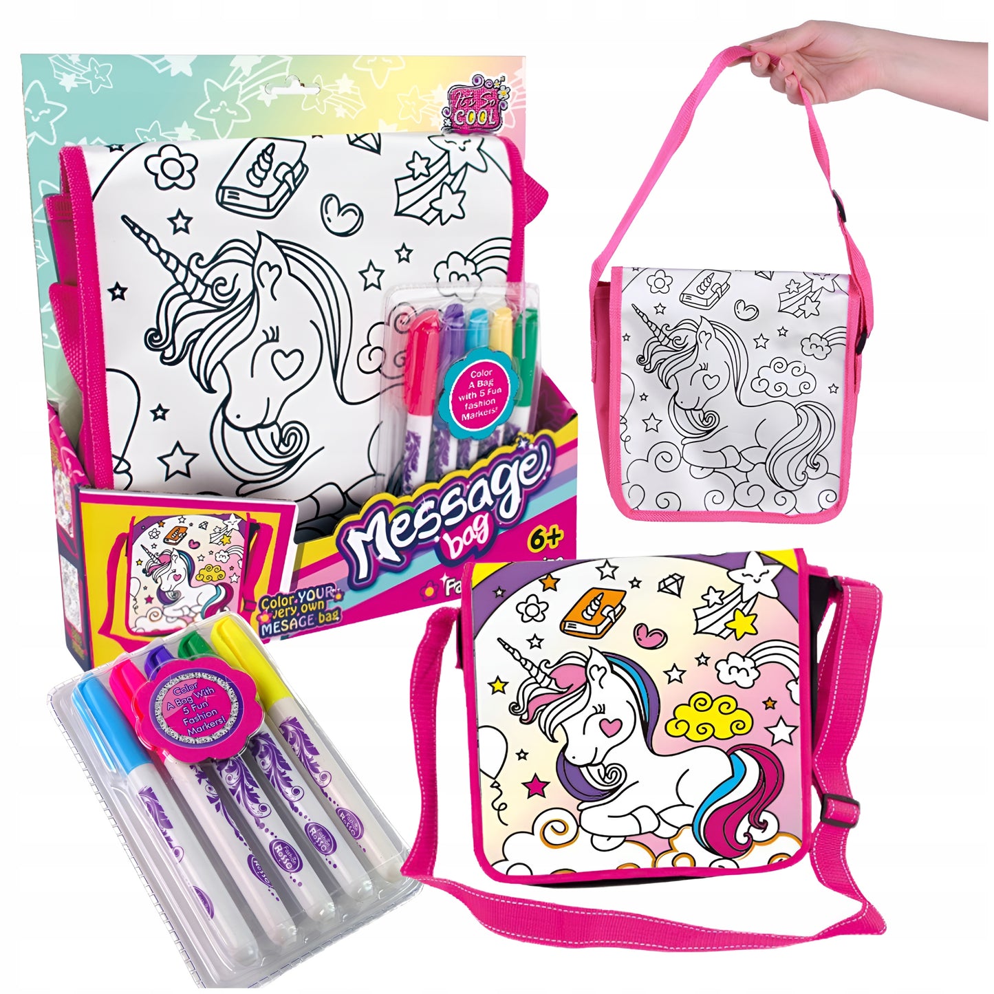DIY Unicorn Message Bag Coloring Set – Creative Craft Activity for Kids 5+