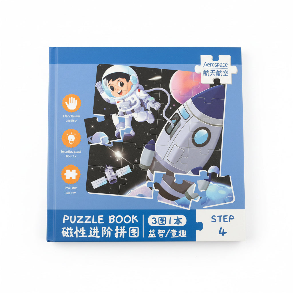 3-in-1 Aerospace Adventure Magnetic Puzzle Book – Step 4 Progressive Learning