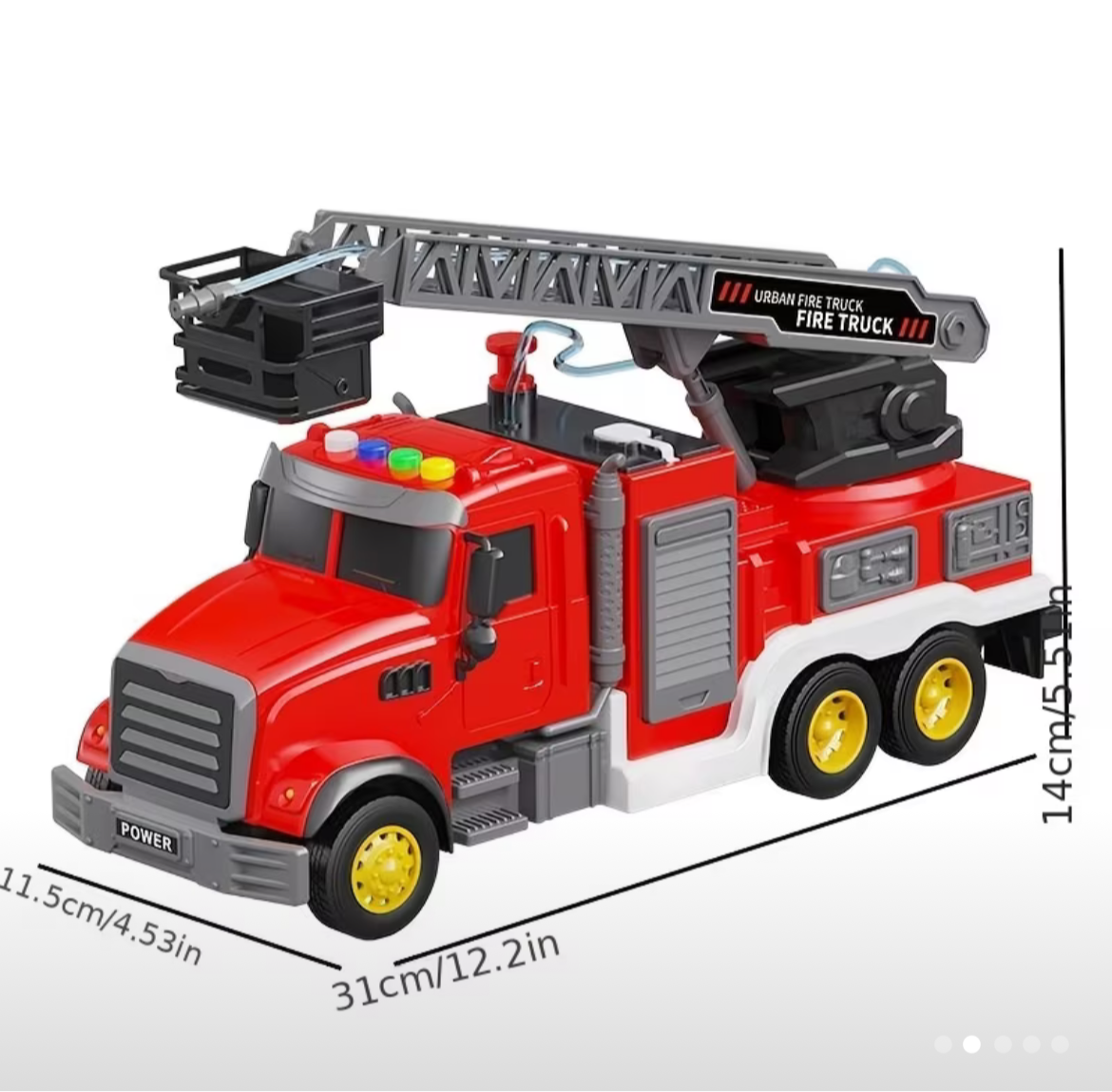 City Sprinkler Fire Truck – Aerial Ladder Toy Car with Water Spray
