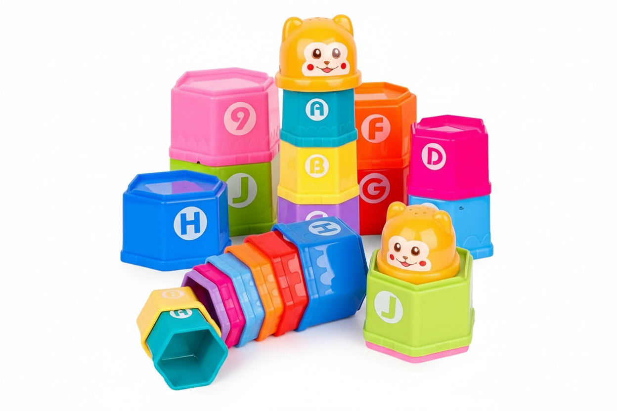 Rainbow Stacking & Nesting Cups – 2-in-1 Educational Play Set