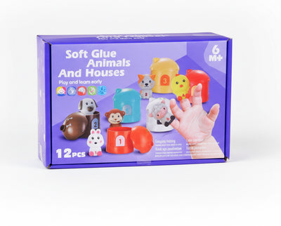 Soft Glue Animals & Houses Educational Toy Set for Toddlers