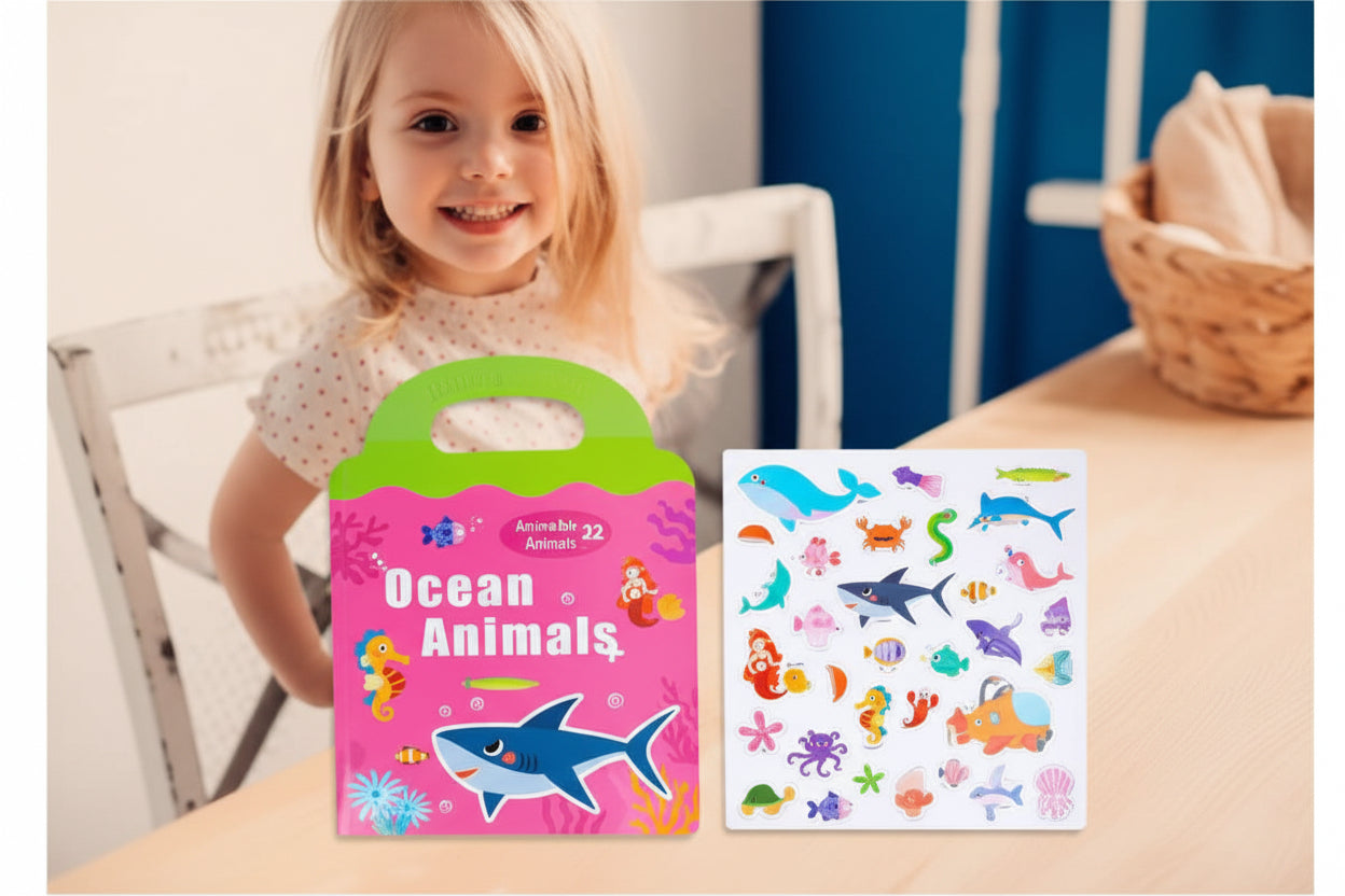 Reusable Ocean Animals Sticker Activity Book – Interactive Learning & Play