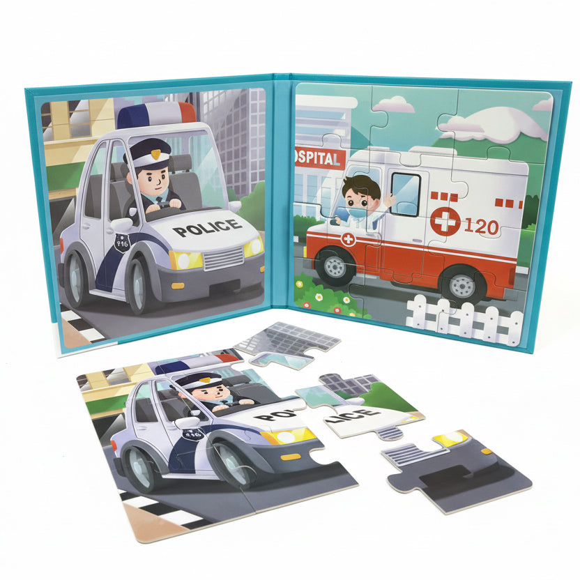 Magnetic Traffic Discovery Puzzle Book – Police Car Edition