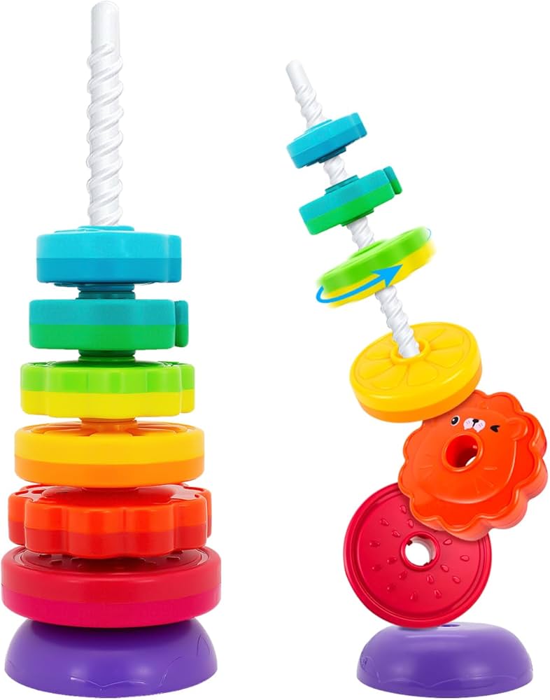 Grow Up Spinning Stacking Toy – Colorful Ring Spinner for Toddlers 12M+