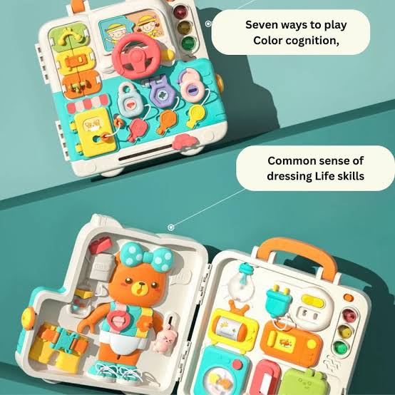Montessori Busy Board Puzzle Book for Toddlers – Sensory Activity Board