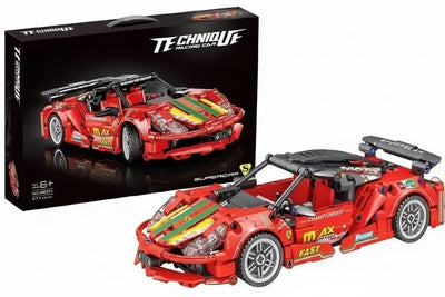 Technical Red Sports Racer – 471-Piece Pull-Back Building Set
