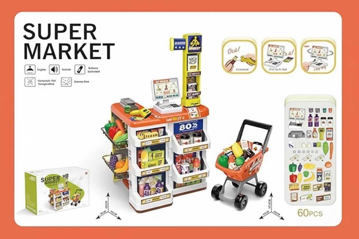 Home Supermarket And Cashier toy 60 pieces( Sounds and Lights)