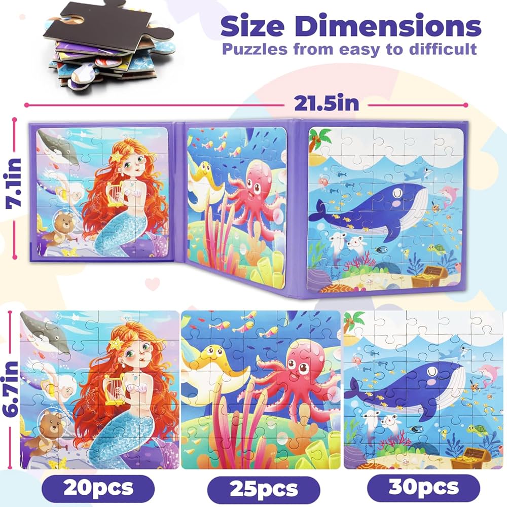 Mermaid Underwater Kingdom 3-in-1 Jigsaw Puzzle – Step 4 Progressive Set