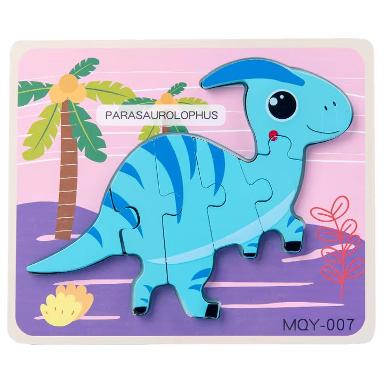 Wooden Dinosaur Puzzle – Colorful Educational Toy for Kids
