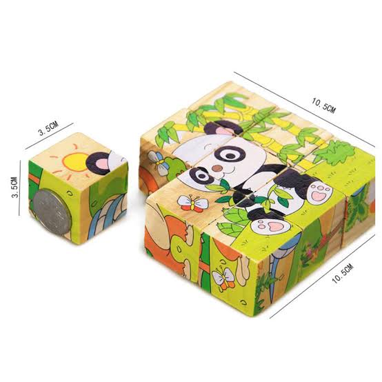 Animals Cube Puzzle – 9-Piece Wooden Block Puzzle (Ages 2+)