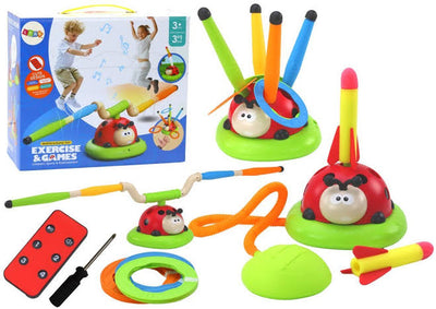 3-in-1 Sports Toy – Jump Rope, Target Throw & Rocket Launcher (Ladybug)