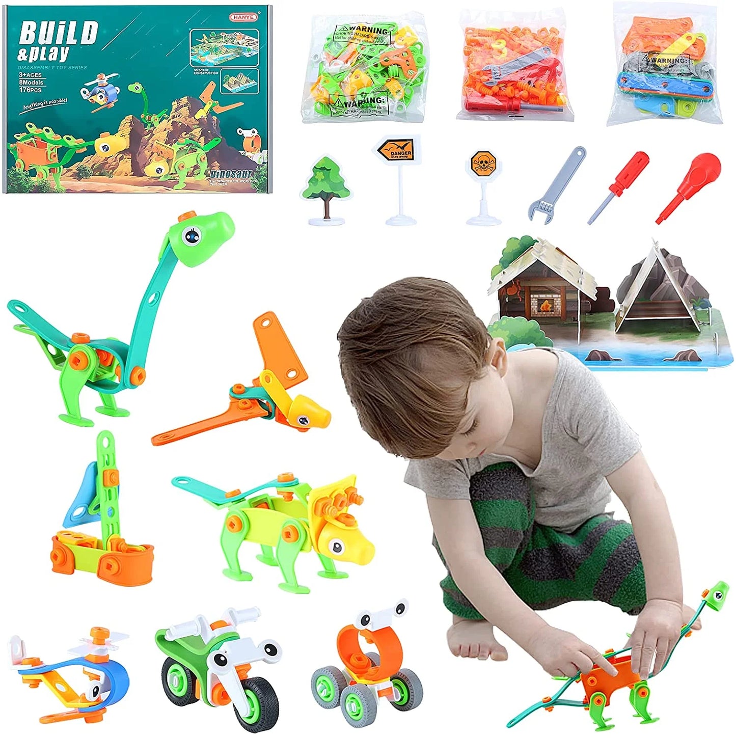 Dinosaur Building & Disassembly Set – 176 Pieces