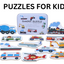 Wooden Transportation Shape Puzzle Set for Kids – Two-Piece Vehicles Puzzle